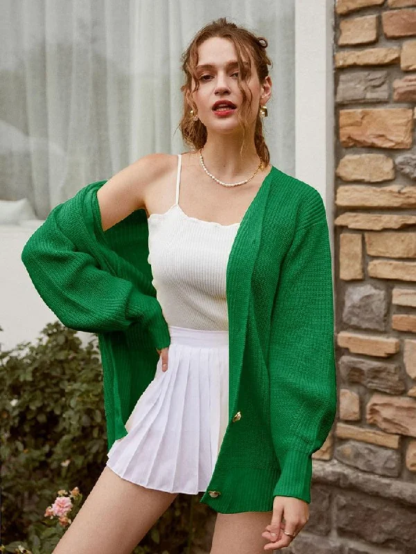 Women's Cardigans Sweater for Smart Casual Outfit-Lantern Sleeves Cardigan Sweaters