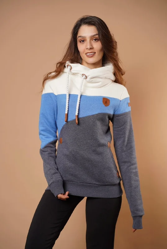 Women's Fashion Hoodies for Street Style -Lensa Navy Mix Hoodie