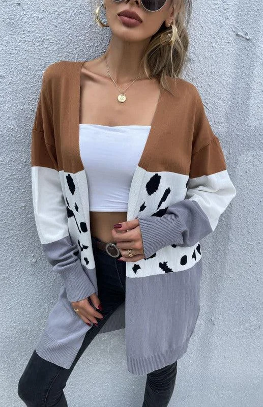 Women's Cardigans Sweater for a Feminine Layer-Leopard Print Women Cardigan Sweater