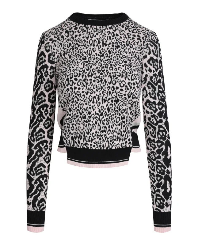Women's Sweater with Colorful Tassels-Leopard-Print Woolblend Sweater