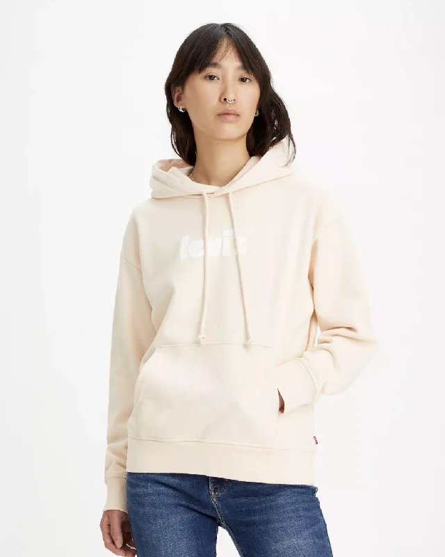 Women's Hoodies for Running Outdoors -Graphic Standard Poster Logo Hoodie in Peach