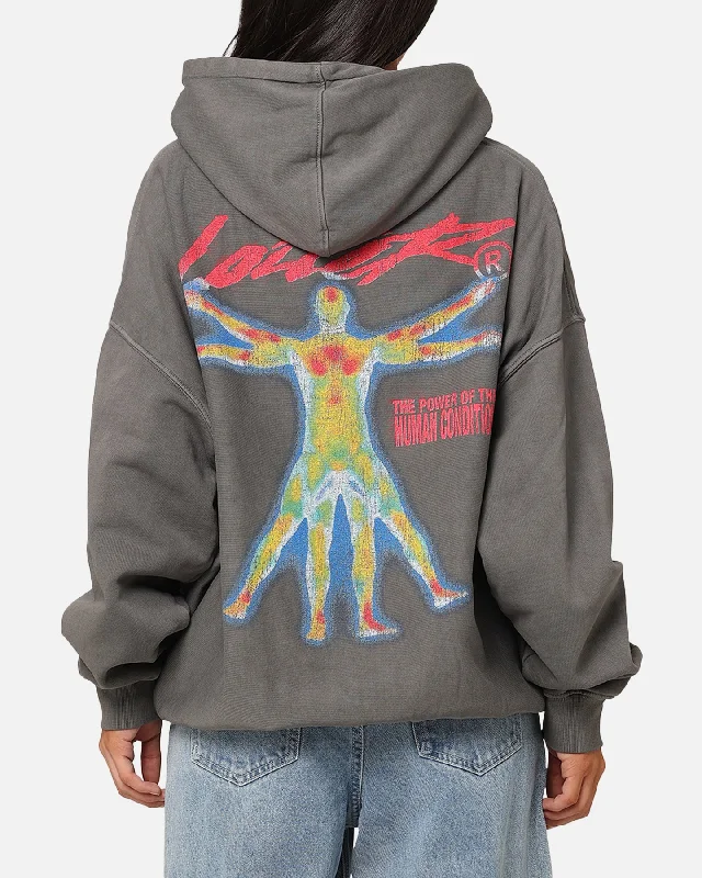 Women's Hoodies for Workouts and Training -Loiter Human Condition Hoodie Washed Charcoal