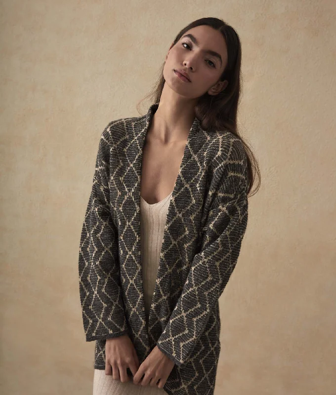 Women's Colorblock Cardigans Sweater-A-Shaped Cardigan with Pockets