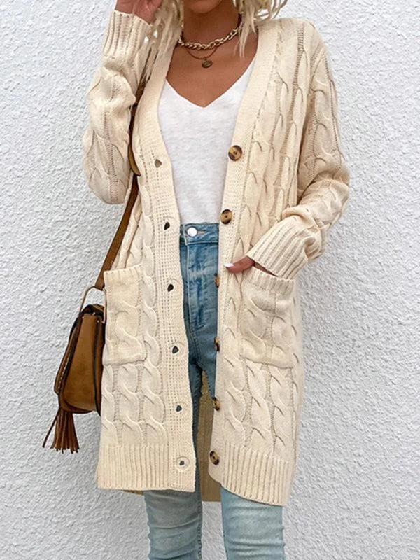 Women's Oversized Wool Cardigans Sweater-Long Twist  Women Cardigan Sweater
