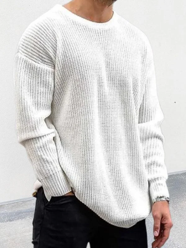 Women's Wool Pullovers Sweater-Loose Round Neck Men Pullover Sweater