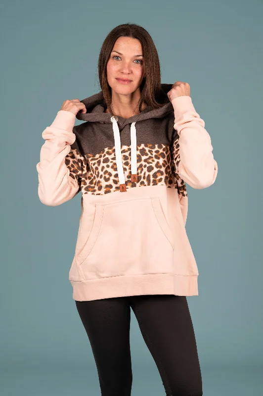Women's Casual Hoodies with Hood and Drawstrings -Lucia Print Hoodie Choco Mix