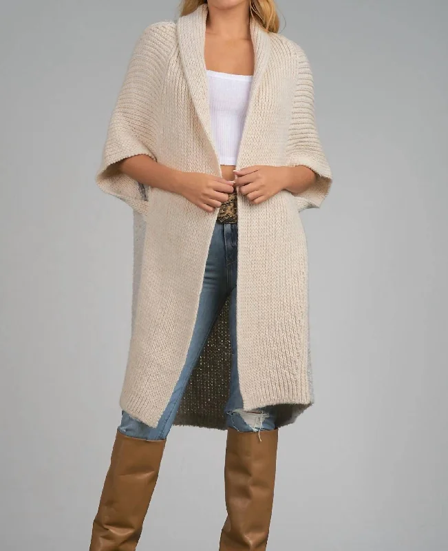 Women's Cardigans Sweater with Tailored Fit-Madrid Wool Knit Long Cardigan In Ivory/heather Grey Women's Cardigans Sweater with Tailored Fit-Madrid Wool Knit Long Cardigan In Ivory/heather Grey