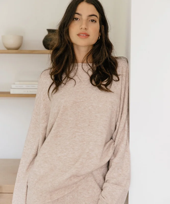 Women's Pullover Sweater with Faux Fur Collar-Marina Pullover