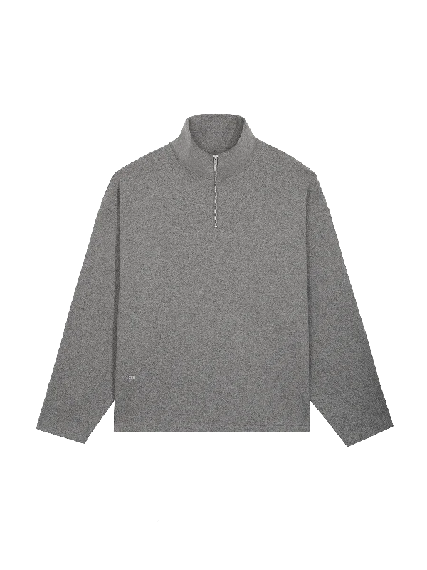 Women's Hoodies for Cozy Beach Trips -Men's Recycled Wool Jersey Half-Zip Sweater—volcanic grey Women's Hoodies for Cozy Beach Trips -Men's Recycled Wool Jersey Half-Zip Sweater—volcanic grey