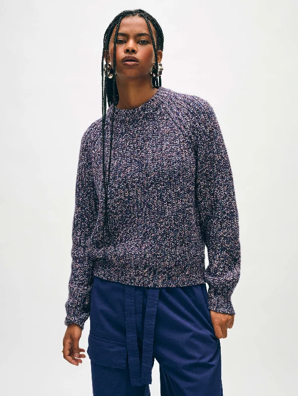 Casual Women's Sweater-Merino Blend Marled Sweatshirt