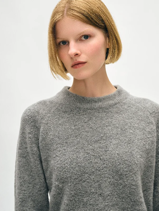 Women's Sweater for Year-round Comfort-Merino Cashmere Boucle Sweatshirt