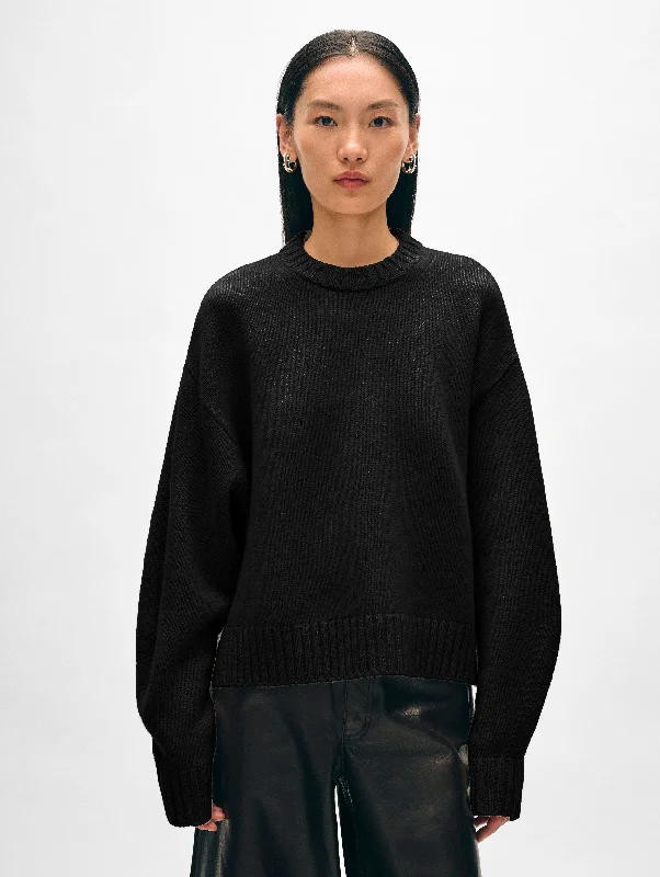 Women's Sweater for Fashionable Comfort-Merino Cashmere Drop Shoulder Crewneck