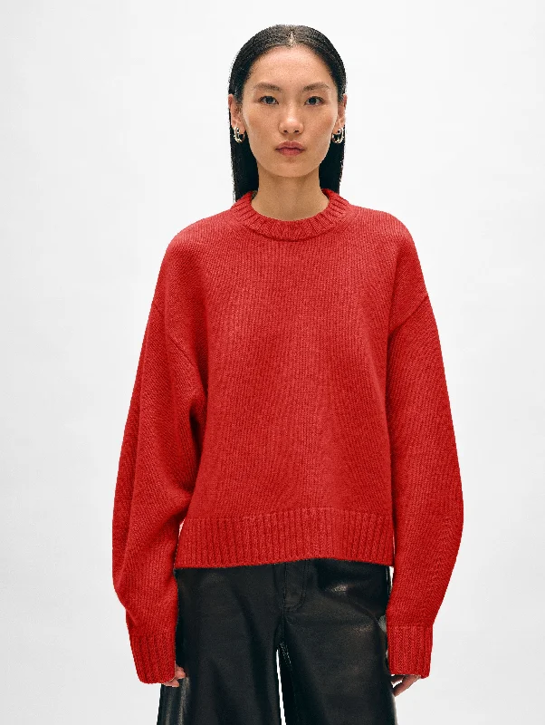 Women's Sweater for Comfy Winter Wear-Merino Cashmere Drop Shoulder Crewneck