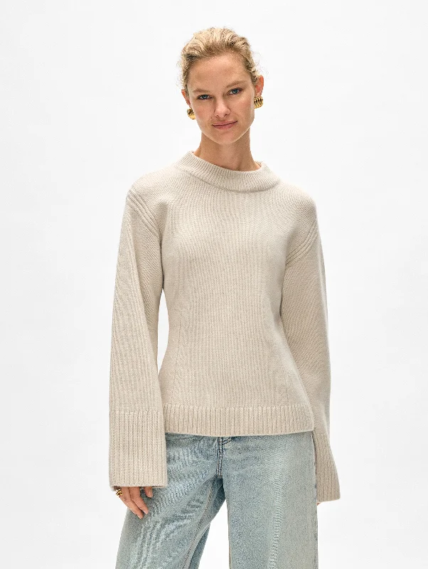 Women's Sweater for Year-round Comfort-Merino Cashmere Waisted Crewneck