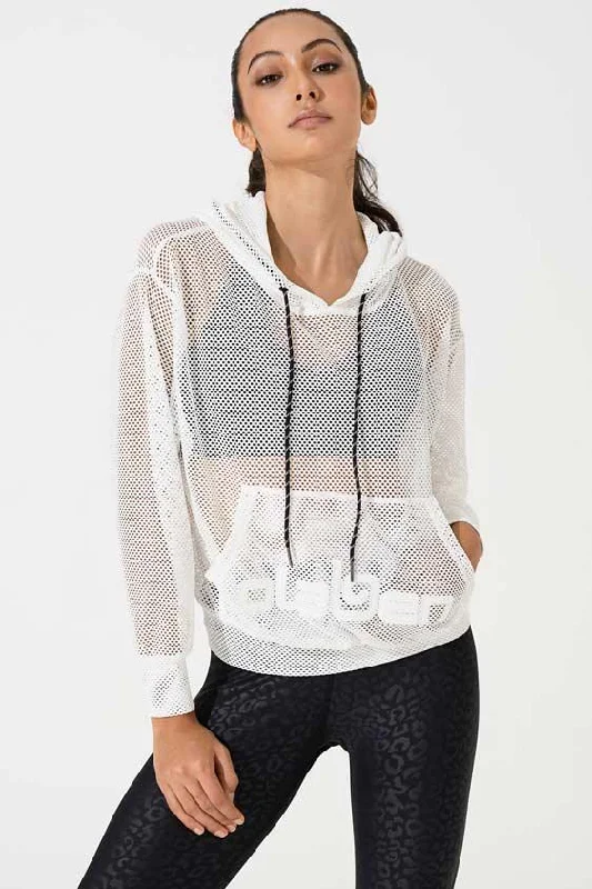 Women's Hoodies for Cozy Nights Out -Mesh Carlo Hoodie - White