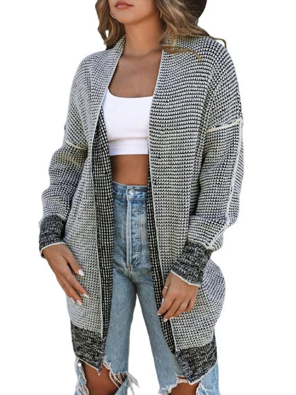 Women's Warm Cardigans Sweater with Zip Closure-Mid-Length Knitted Women's Cardigan Sweater Women's Warm Cardigans Sweater with Zip Closure-Mid-Length Knitted Women's Cardigan Sweater