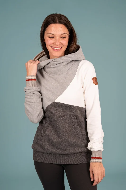 Women's Hoodies for Layering in Fall -Mika Colorblock Carbon Mix Hoodie