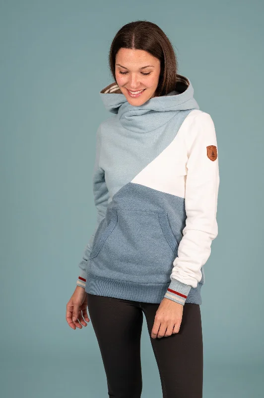 Women's Hoodies for Running and Fitness -Mika Colorblock Petrol Mix Hoodie