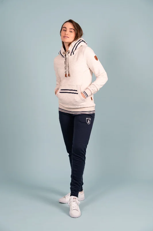 Women's Printed Hoodies for Fun and Style -Mikki Heather Oatmeal Stripe Hoodie