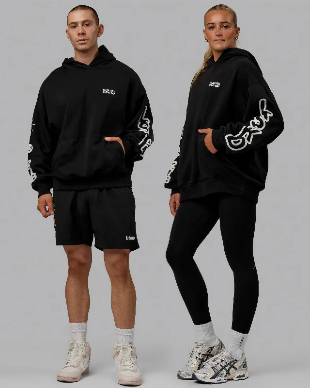 Women's Hoodies for Outdoor Fun -Unisex Millennium Hoodie Oversize - Black-Off White Women's Hoodies for Outdoor Fun -Unisex Millennium Hoodie Oversize - Black-Off White