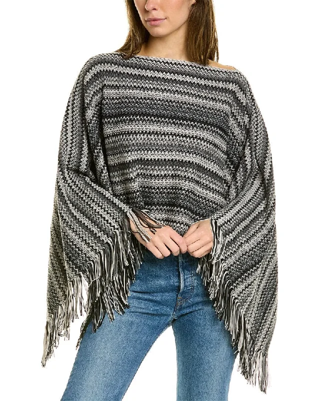 Women's Sweater with Angled Hem-Missoni Wool-Blend Poncho