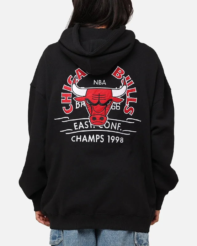 Women's Hoodies with Fuzzy Fabric for Softness -Mitchell & Ness Chicago Bulls Letterman Hoodie Black