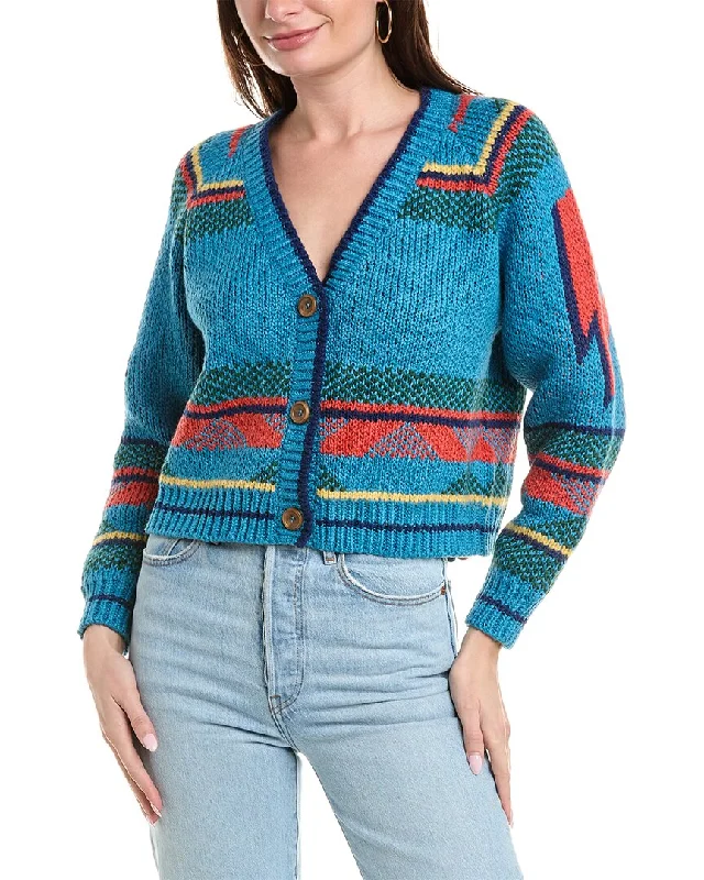 Women's Sweater with Wool and Cotton Blend-MOTHER Denim x Bowie The Raglan Crop Cardigan