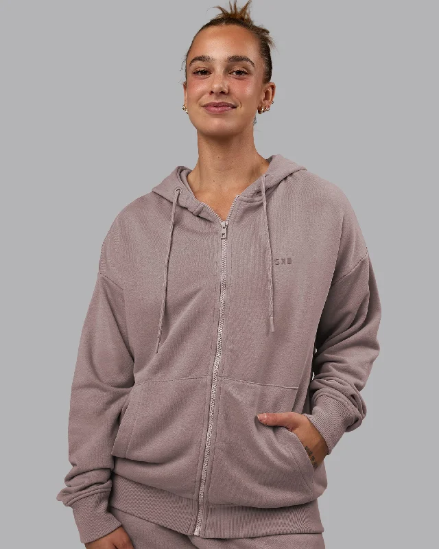 Women's Hoodies with Cool Graphic Prints -MVP Zip Through Hoodie - Greyish Purple