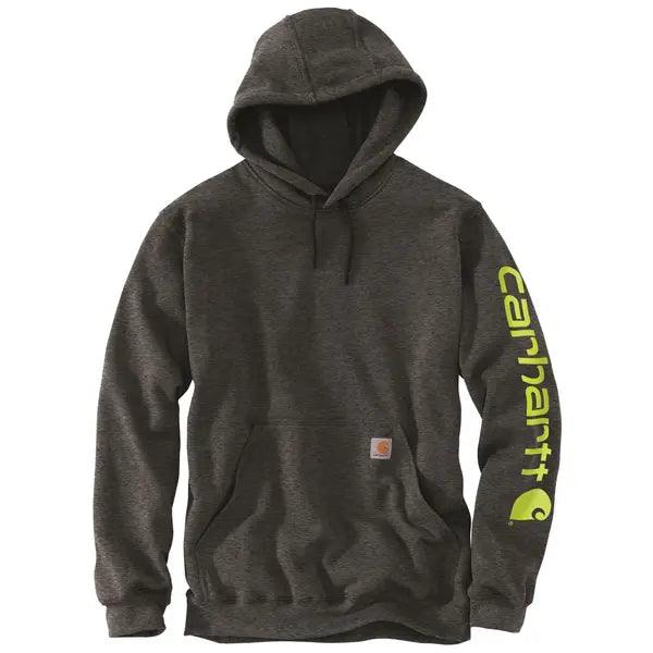 Women's Hoodies for Comfy Road Trips -K288 Loose Fit Midweight Logo Sleeve Graphic Hoodie - Carbon