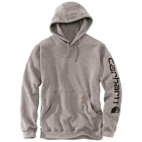 Women's Hoodies with Bold Colors for Statement Looks -K288 Loose Fit Midweight Logo Sleeve Graphic Hoodie - Heather Grey