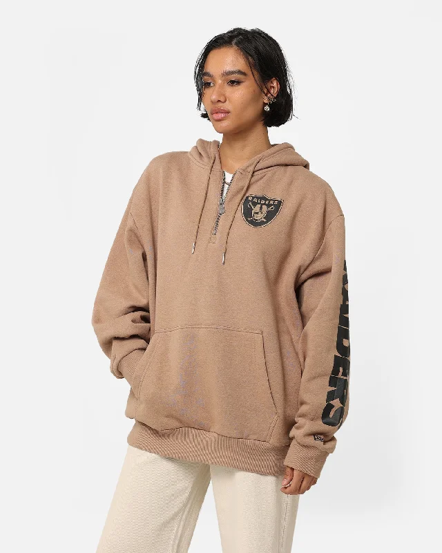 Women's Cozy Zip-up Hoodies for Cool Weather -New Era Las Vegas Raiders Quarter Zip Sleeve Script Hoodie Khaki/Black Women's Cozy Zip-up Hoodies for Cool Weather -New Era Las Vegas Raiders Quarter Zip Sleeve Script Hoodie Khaki/Black