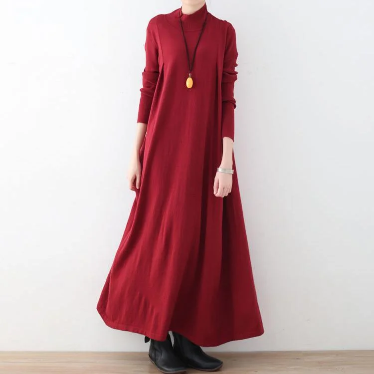 Women's Warm Wool Knit Pullovers Sweater for Everyday Use-New Red Long Sweaters Plus Size Clothing High Neck Long Knit Sweaters Women Large Hem Pullover Dresses Women's Warm Wool Knit Pullovers Sweater for Everyday Use-New Red Long Sweaters Plus Size Clothing High Neck Long Knit Sweaters Women Large Hem Pullover Dresses