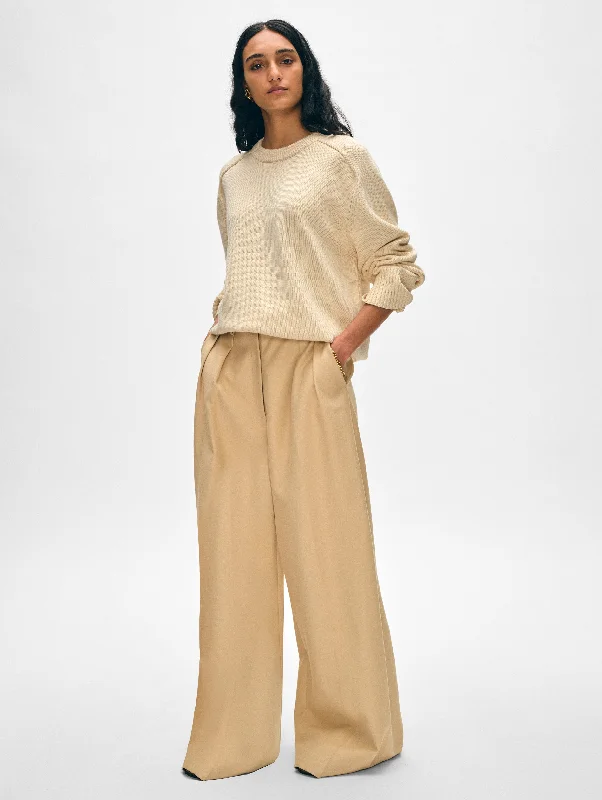 Women's Sweater with Soft Yarn-Organic Cotton Saddle Sleeve Crewneck
