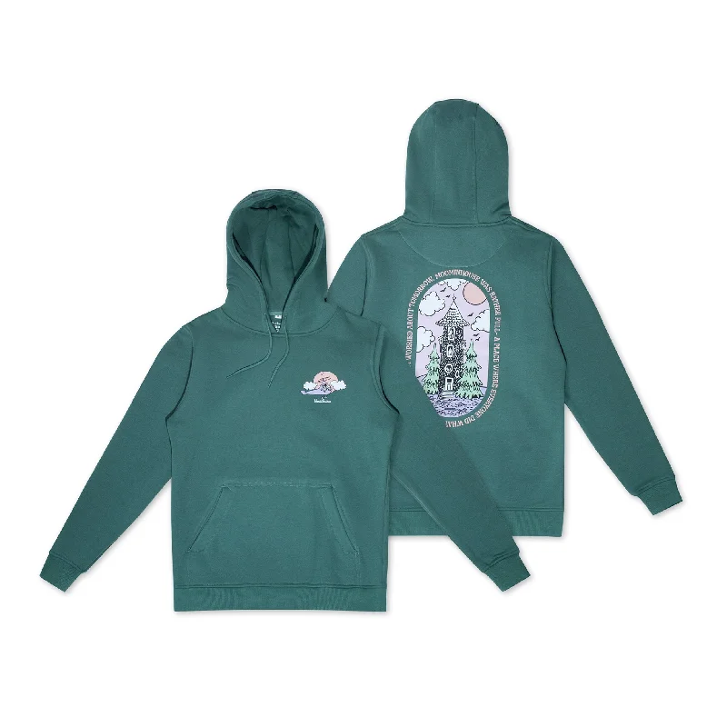 Women's Hoodies with Ribbed Hem for Style -Organic Premium Hoodie Moominhouse - Green Women's Hoodies with Ribbed Hem for Style -Organic Premium Hoodie Moominhouse - Green