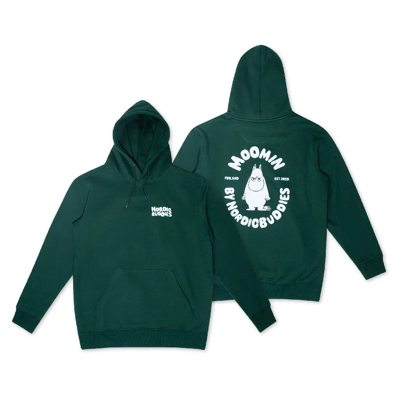 Women's Hoodies with Floral Design for Feminine Look -Organic Premium Hoodie Moomin - Green Women's Hoodies with Floral Design for Feminine Look -Organic Premium Hoodie Moomin - Green