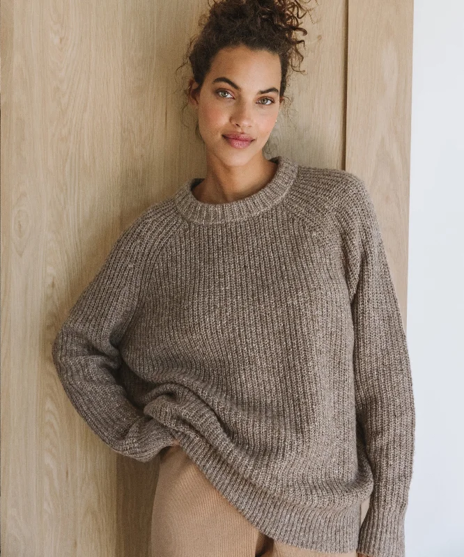 Women's Sweater with Open Shoulders-Oversized Cashmere Fisherman