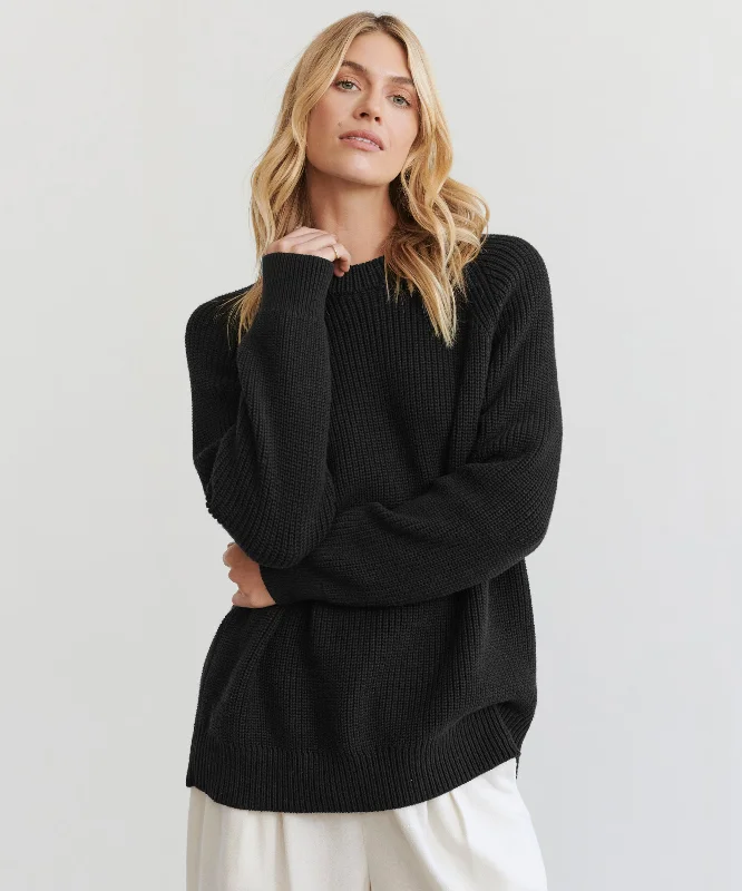 Women's Sweater with Open Front-Oversized Cotton Fisherman