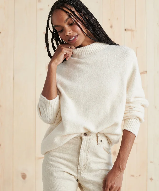 Women's Pullovers Sweater with Ribbed Cuffs-Oversized Cotton Pullover