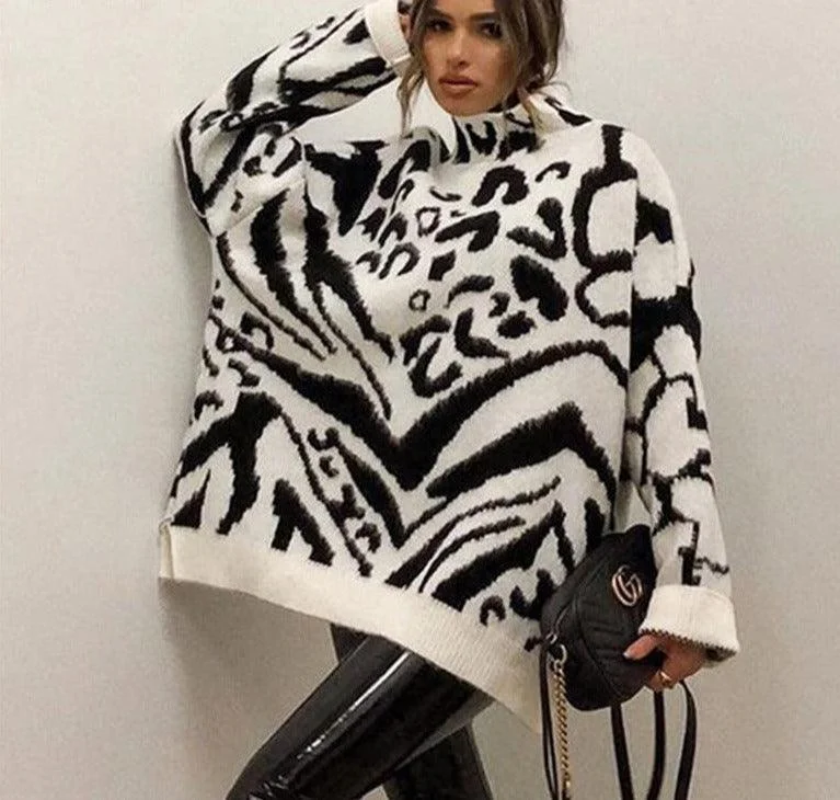 Women's Sweater with Solid Colors-Oversized Turtleneck Sweater For Women