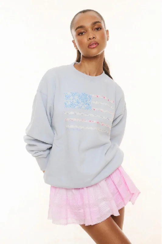 Women's Pullovers Sweater with Cozy Cuffs-Palo Americana Fleece Pullover-MOONSTONE