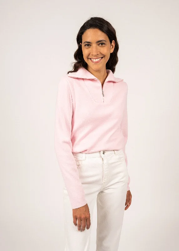Women's Sweater for Chunky Comfort-PASSERELLE - Cotton Trucker Sweater for Women (PALE PINK) Women's Sweater for Chunky Comfort-PASSERELLE - Cotton Trucker Sweater for Women (PALE PINK)