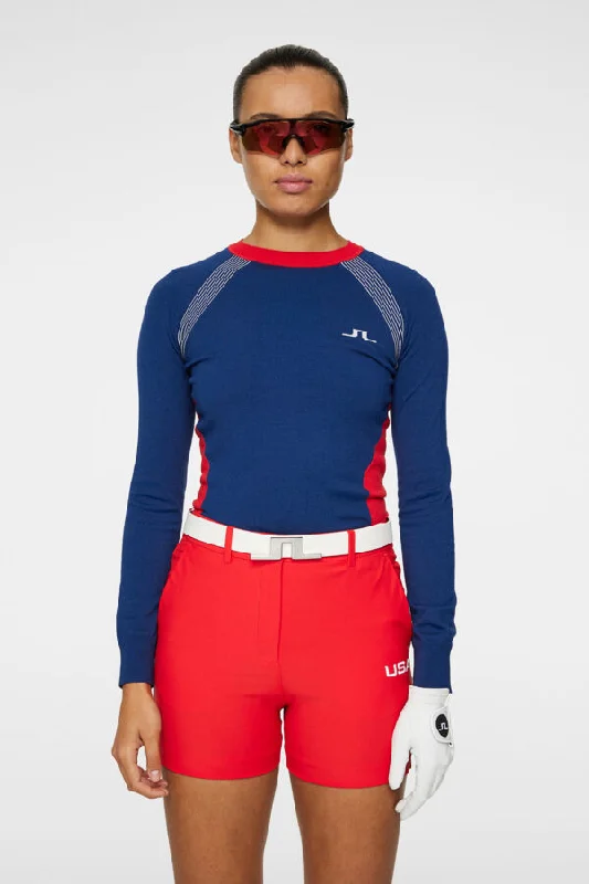 Women's Sweater with Fur Collar-Josette USA GOLF Sweater