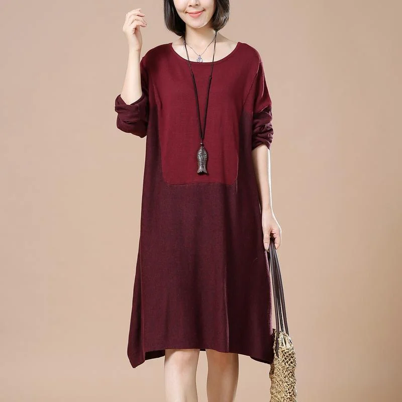 Women's Striped Pullovers Sweater-Plus size pullover sweaters long knit dresses burgundy Women's Striped Pullovers Sweater-Plus size pullover sweaters long knit dresses burgundy