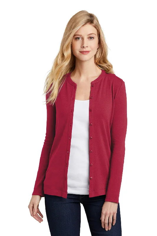 Women's Cardigans Sweater with Knit Pattern-Port Authority Womens Concept Long Sleeve Cardigan Sweater - Rich Red Women's Cardigans Sweater with Knit Pattern-Port Authority Womens Concept Long Sleeve Cardigan Sweater - Rich Red