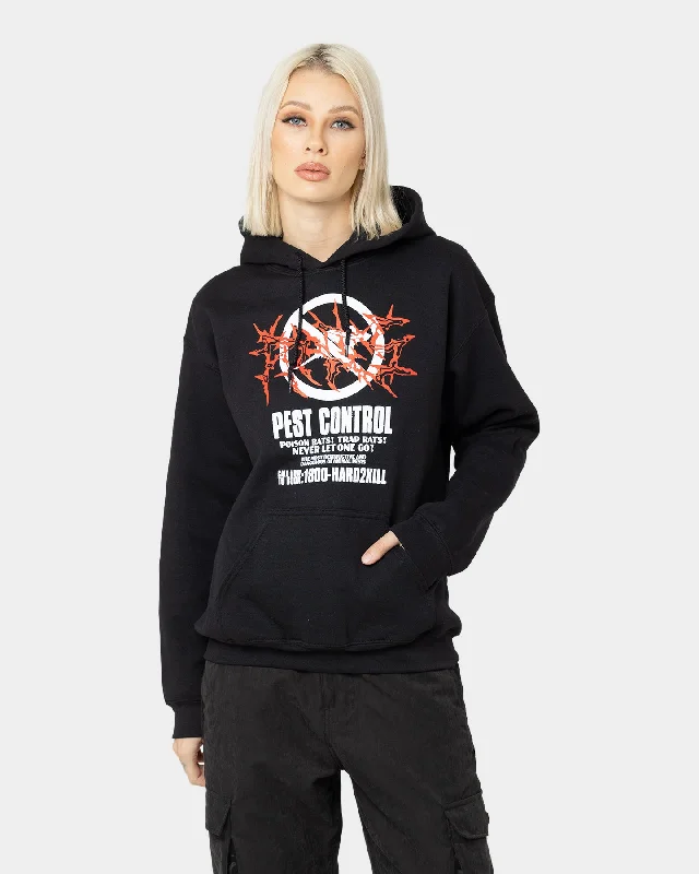 Women's Hoodies for Weekend Relaxation -Rats Get Fat Pest Control Hoodie Black