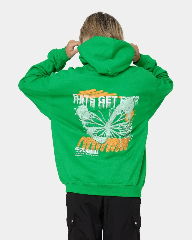 Women's Hoodies with Pocket Design -Rats Get Fat Spray Butterfly Hoodie Green