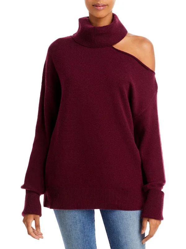 Women's Button-Front Wool Pullover Sweater-Raundi Womens Turtleneck Cold Shoulder Pullover Sweater Women's Button-Front Wool Pullover Sweater-Raundi Womens Turtleneck Cold Shoulder Pullover Sweater