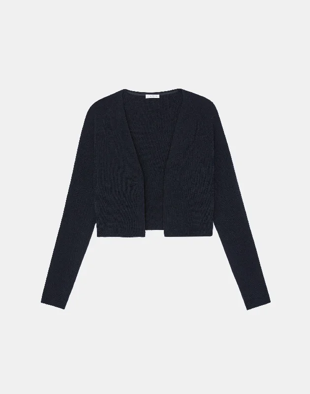 Women's Sweater with Smooth Finish-Responsible Fine Gauge Merino Open-Front Cropped Cardigan