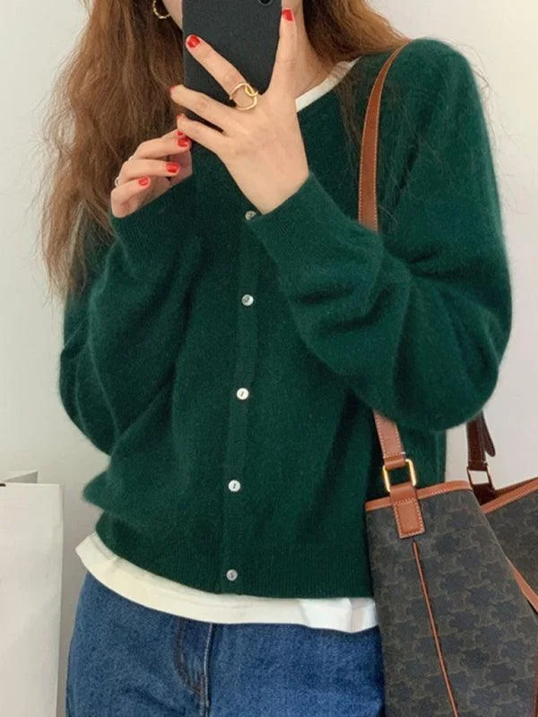 Women's Slim-fit Cardigans Sweater-Round Neck Layered Women Cardigan Sweater