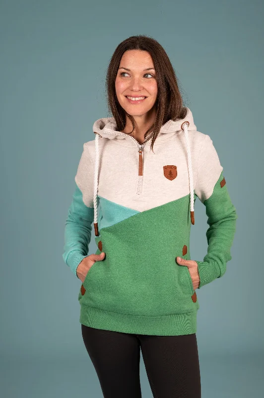 Women's Hoodies with Unique Prints -Roxy Emerald Green Mix Half-Zip Hoodie